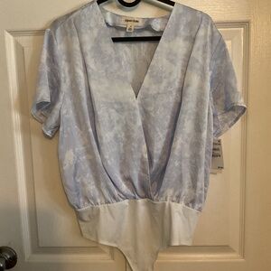 Open Edit Women's Blue and White Bodysuit